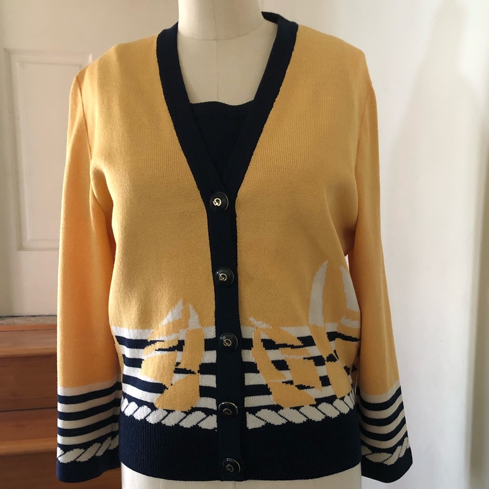 St John Collection Sweater Color Yellow Blue Size Medium